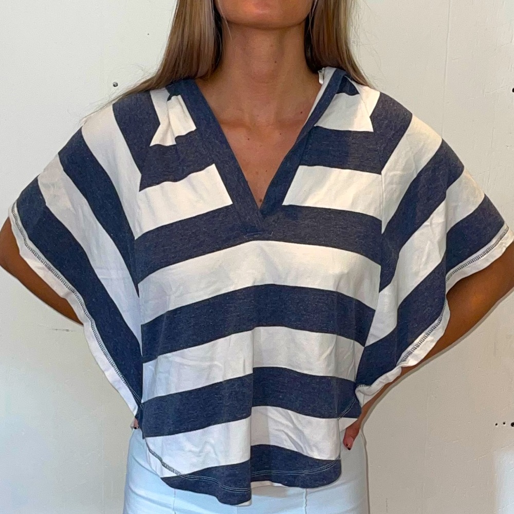 Nautical hooded poncho